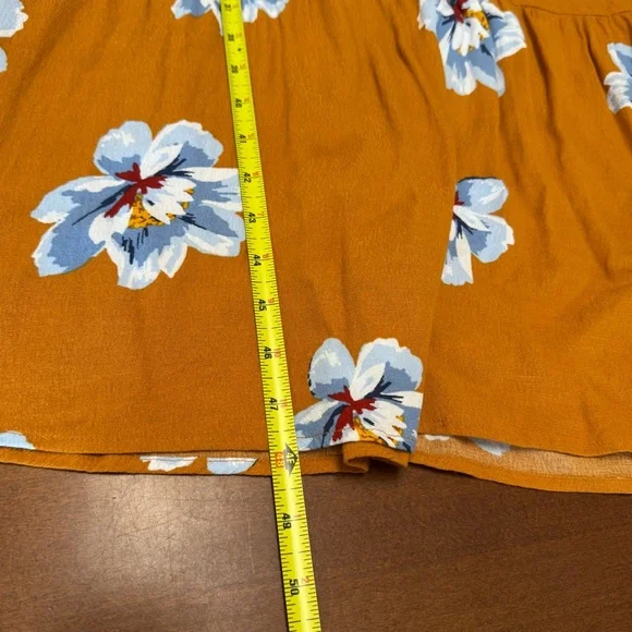 Old Navy Empire-Waist Split-Neck Floral Midi Dress Mustard Floral Tiered Size XL - Picture 15 of 15
